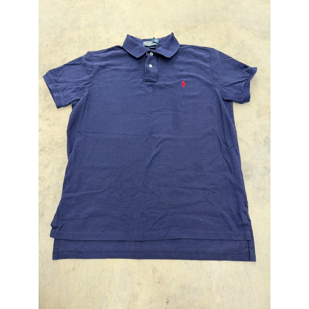 Polo Ralph Lauren Polo Shirt Mens Large Navy Embroidered Pony Custom Fit Tennis